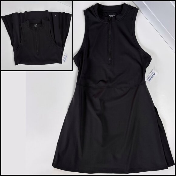 NWT Mock-Neck Half-Zip Pleated Black Athletic Dress S Tennis Pickleball Golf NEW - Picture 5 of 8